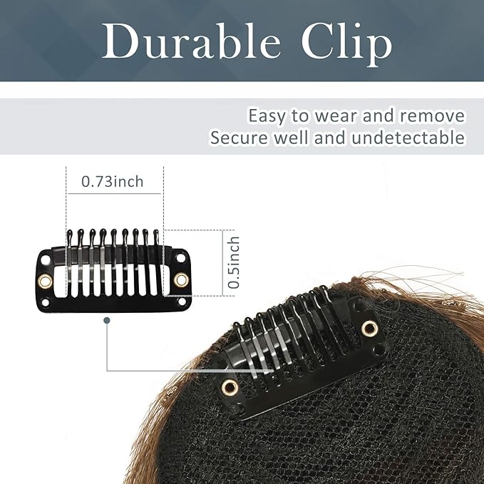 BARSDAR Human Hair Clip in Bangs - 100% Real Human Hair Clip in Bangs for Women - Brown Thick Bangs Extensions Fringe with Temples Real Hair Bangs Hairpieces - Darker Brown