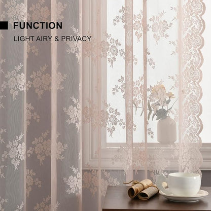 Kotile Blush Pink Sheer Curtains - Image 5