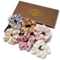 Lolalet Scrunchies for Women, Satin Hair Softer Than Silk Ties Sleep, Big Scrunchy Ponytail Holder with Elastic Bands Girls Thick Thin Curly -6 Pack, Style C