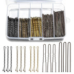 Bobby Pins and Hair Pins Combo Box 500PCS, Big Quantity Hair Pins Kit Black Brown Gold Bobby Pins and U Shape Brown for Styling Hair with Storage Box 2" / 2.4" / 2.6” for Women