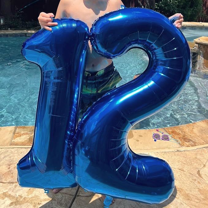 2 Balloon Numbers Birthday Decorations, 40In Navy Blue Balloons - Image 3