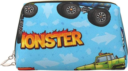 Monster Truck Cartoon Leather Makeup Bag Cosmetic Pouch Portable Travel by Unknown