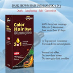 Herbal Dark Brown Hair Coloring Shampoo for Women and Men - 3 in 1 for Gray Coverage, 100% Gray to Brown Hair Color, 500ml