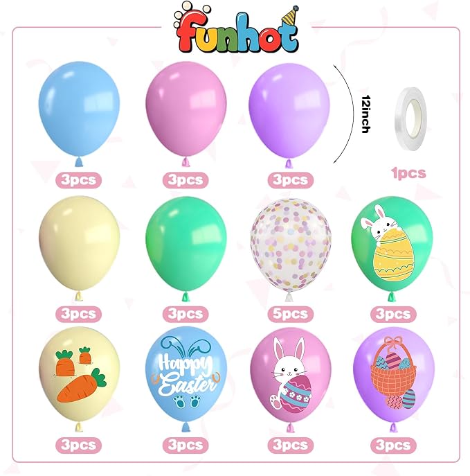Pastel Balloons for Easter Birthday Party Decorations | 12-inch pink - Image 2