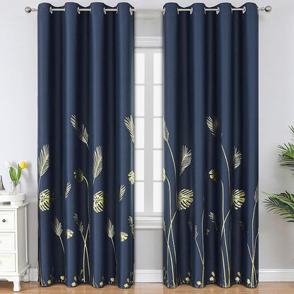 Navy Blue Blackout Curtains for Living Room 102 Inch Length 2 Panels Set by ESTELARTEXTILER