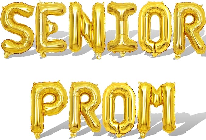 2 Set 20Pcs Gold SENIOR PROM Letter Balloons 16in Balloon Foil Letter by Fezava