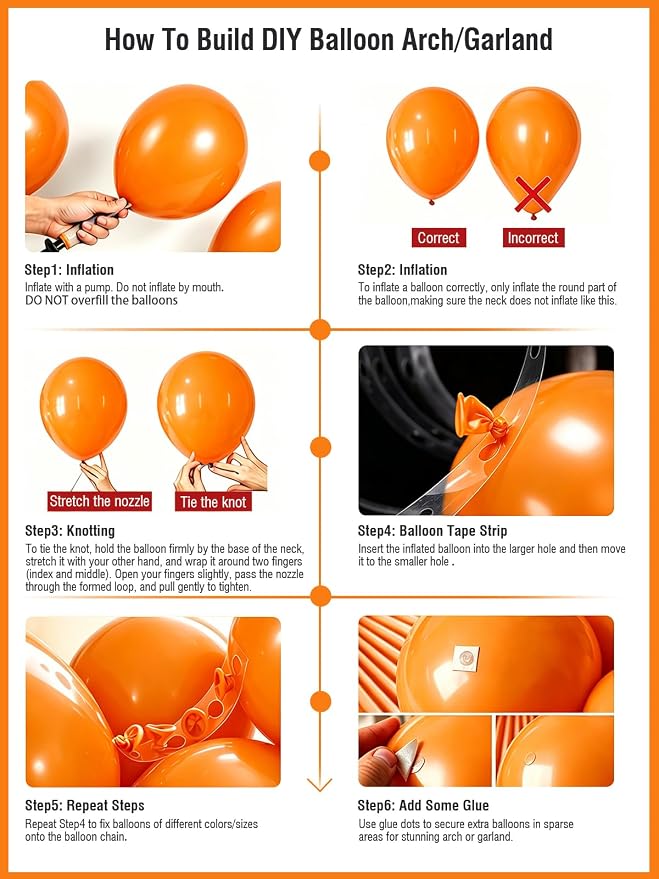 Orange Balloons 125 Pcs Different Sizes 18 12 10 5 Inch Orange Latex Balloon - Image 5