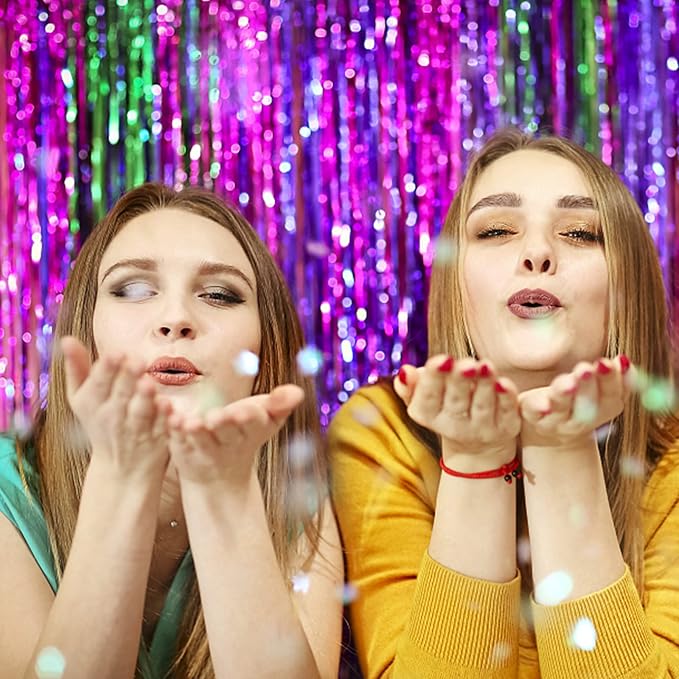 5 Pack Foil Curtain Backdrop Metallic Tinsel Foil Fringe Curtains Photo Booth - Image 2