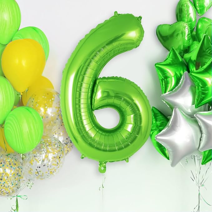 Green Number 6 Balloon 40 Inch, Big Large Foil Helium Number Balloons, Jumbo - Image 2