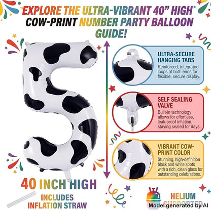 40 Inch Cow Print Number 15 Balloon - Image 2