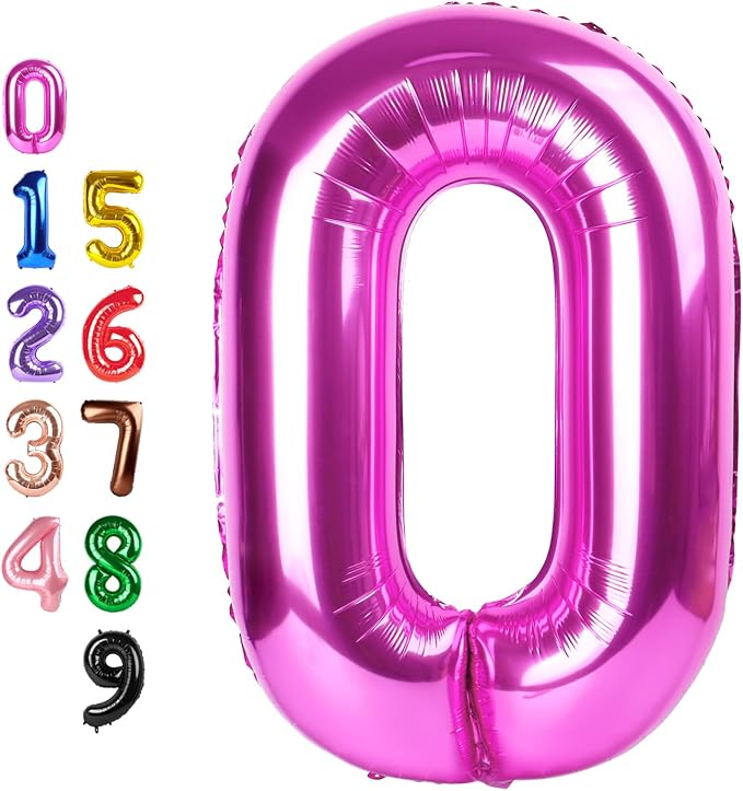 0 Balloon 40 inch Pink Number Balloons by Enyeopd
