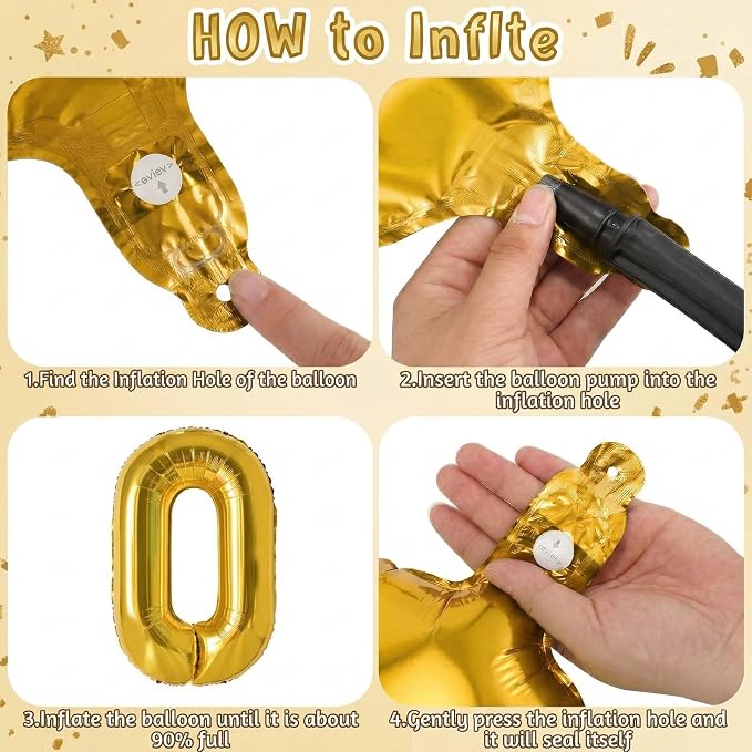 Gold Number 0 Balloon 40 Inch, Foil Numeral - Image 5