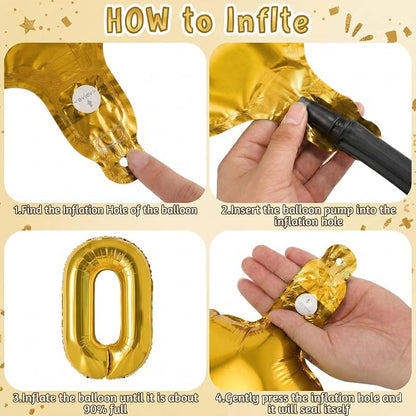 Gold Number 0 Balloon 40 Inch, Foil Numeral - Image 5