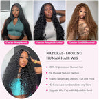 34 Inch 13×6 HD Lace Front Wigs Human Hair Water Wave 200 Density Lace Frontal Wigs Pre Plucked Deep Curly Human Hair Wig for Women Natural Black