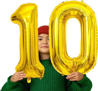 SINBEE Gold 10 Number Balloon, 40 Inch Mylar Foil Reusable Party Decoration - Image 4