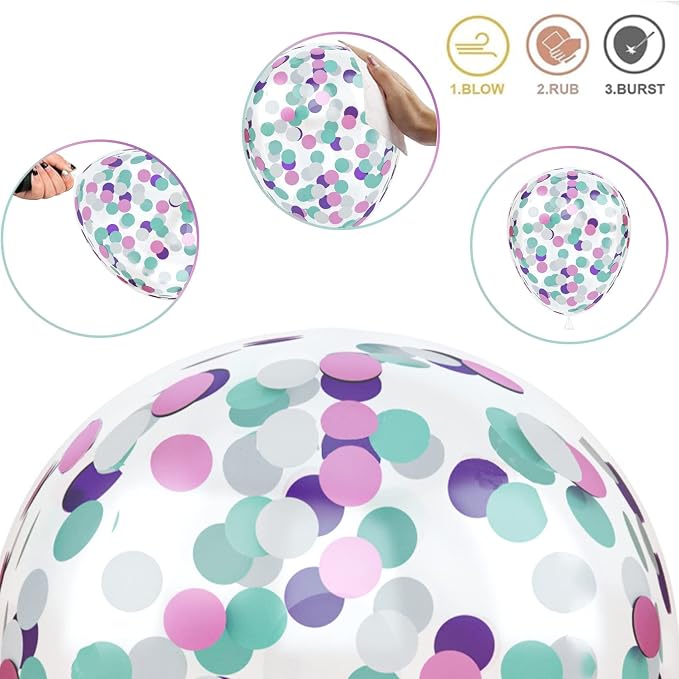 Mermaid Party Balloons 55 Pack, 12 Inch Metallic Purple Teal Blue Turquoise - Image 3