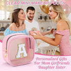 YOOLIFE Small Cosmetic Bag for Purse Mini Makeup Bag for Teacher Cute Clear Make Up Pouch for Travel Tiny Leather Pink Make Up Organizer Case for Backpack Toiletry Bag Waterproof Square Pouch B