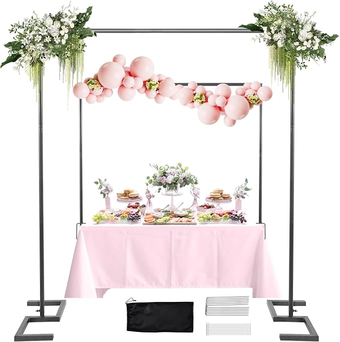 8.2FT Square Wedding Arch, Metal Backdrop Stand Heavy Duty Adjustable | Extra 2 by WellSign
