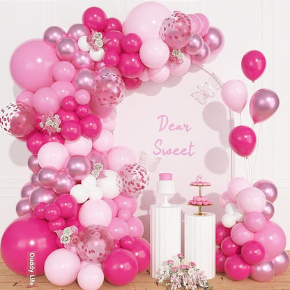157Pcs Pink Balloons Arch Garland Kit Different Size | Hot Metallic Light by OUDDYLIFE