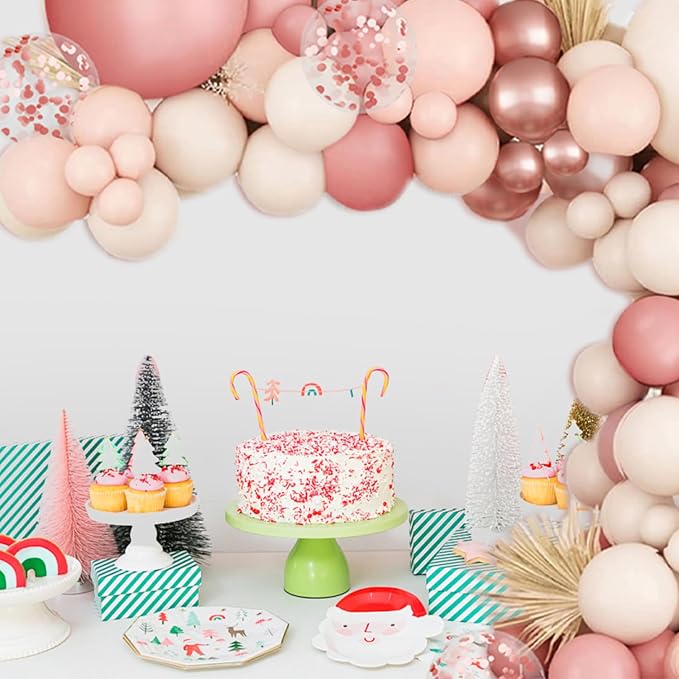 Blush Pink Balloon Garland Arch Kit, Rose Gold Sand White Confetti | Retro Pink - Image 4