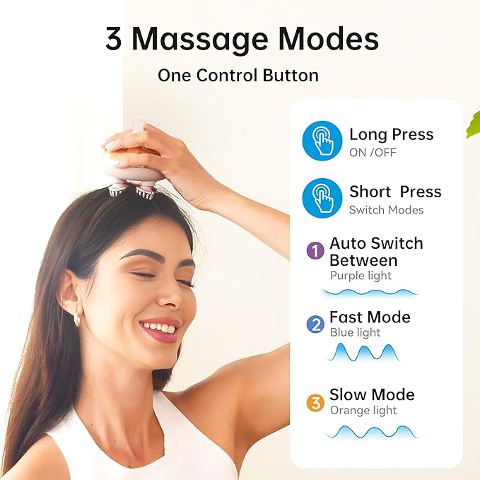 COMFIER Scalp Massager Head with 8 Claws,3 kneading Modes,Waterproof Hair Massage for Deep Cleansing,Cordless Body Cat Head Scratcher,Christmas Gifts for Women,Men