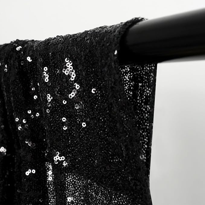 Eternal Beauty Black & Hot Pink Sequin Backdrop Curtains, 4 Panels 2x8FT | 3mm - Image 6