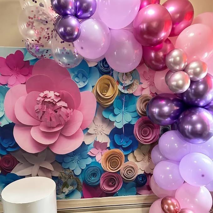 Pink and Purple Balloons, Metallic Purple Pink Latex Balloons - Image 7