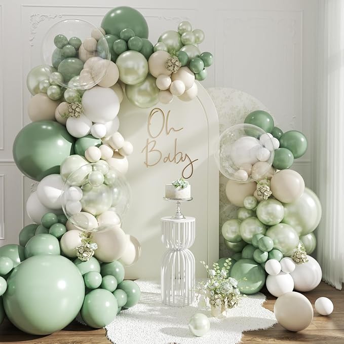Sage Green Balloon Arch Kit for Bridal Shower Baby Shower Decorations | 108Pcs by CROSSFINGERS