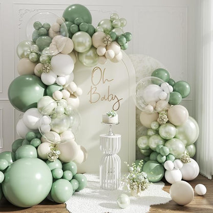 Sage Green Balloon Arch Kit for Bridal Shower Baby Shower Decorations | 108Pcs by CROSSFINGERS