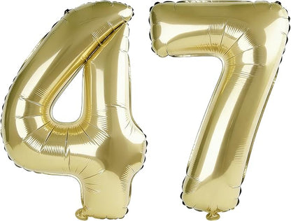 40 Inch Number 47 Balloons for 47th Birthday Party Decorations, 0-100 Champagne by FOBELEC