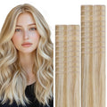 VINBAO Invisible Injected Tape in Hair Extensions 55g Invisi Edge Tape in Hair Extensions 20in 20pcs Light Blonde Highlighted Platinum Blonde Luxury Hair 20inch #27P60