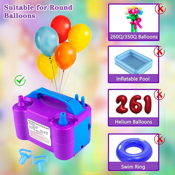 Balloon Pump Electric, 110V 600W Balloon Blower Inflator Dual Nozzle Air Pump - Image 4