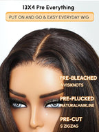 Julia Hair 13x4 Pre Everything Chestnut Brown Highlight Yaki Loose Body Wave Wig With Drawstring Glueless Wigs Human Hair HD Lace Frontal Wig Bleached Knots Ready to Go 16 Inch