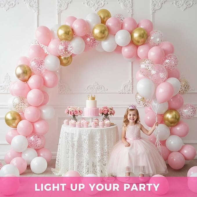 LovesTown Pink Gold and White Balloons - Image 3