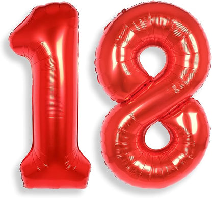 AULE 40 Inch Red 18 Balloon Number Foil 0-9 Birthday Big Numbers | Birthday by AULE