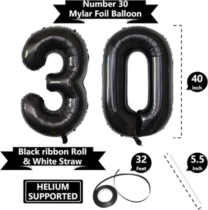 Number Balloons Black Party Balloon - Image 2