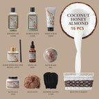 Coconut Almond spa kit, Bath and Body Gift Basket Christmas Gifts for Women & Men Spa Gift Basket,16 Pcs Bath Gift Set With Fragrant Lotion, Home Spa Luxurious Bath Body Oil, Diffuser & More