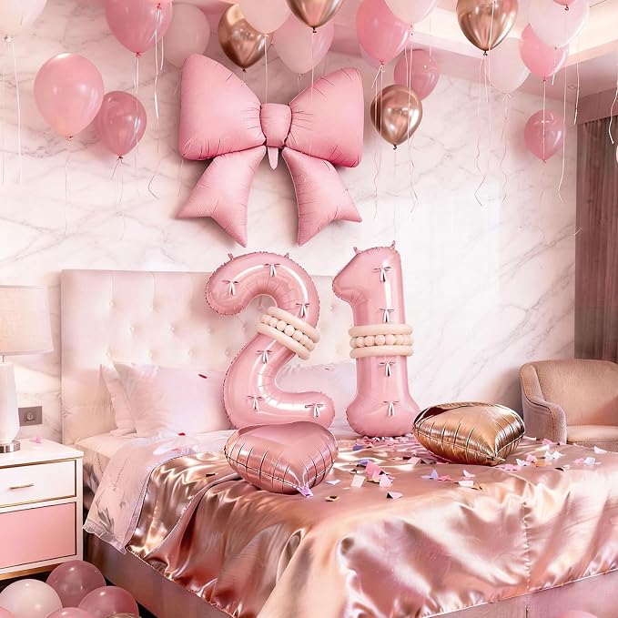 Light Pink 21 Number Balloon, 21st Birthday Decorations - Image 4