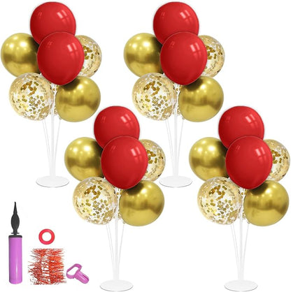 ZJDHPTY 4Set Red Gold Balloon Stand Table Centerpieces Party Decor | Christmas by ZJDHPTY