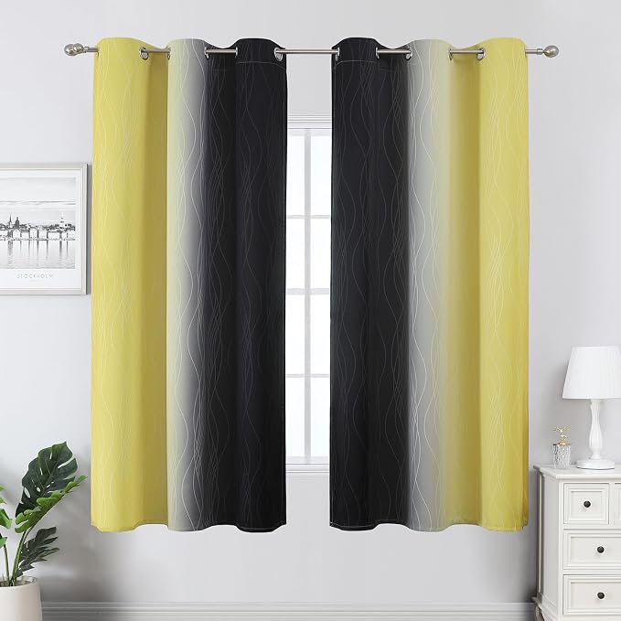 Black and Yellow Blackout Curtains - Image 2