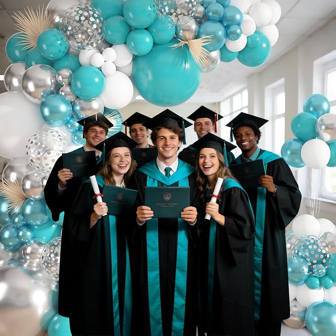 152Pcs Teal Silver White Balloons Arch Kit Different Size | Turquoise Blue - Image 5