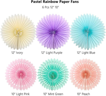 ANSOMO Pastel Rainbow Paper Fans Party Decorations Colorful Ice Cream Easter - Image 2