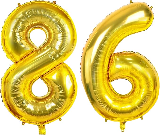 Number 86 Balloons for 86th Birthday Party Decorations, 0-100 Large No.86 by Joycard