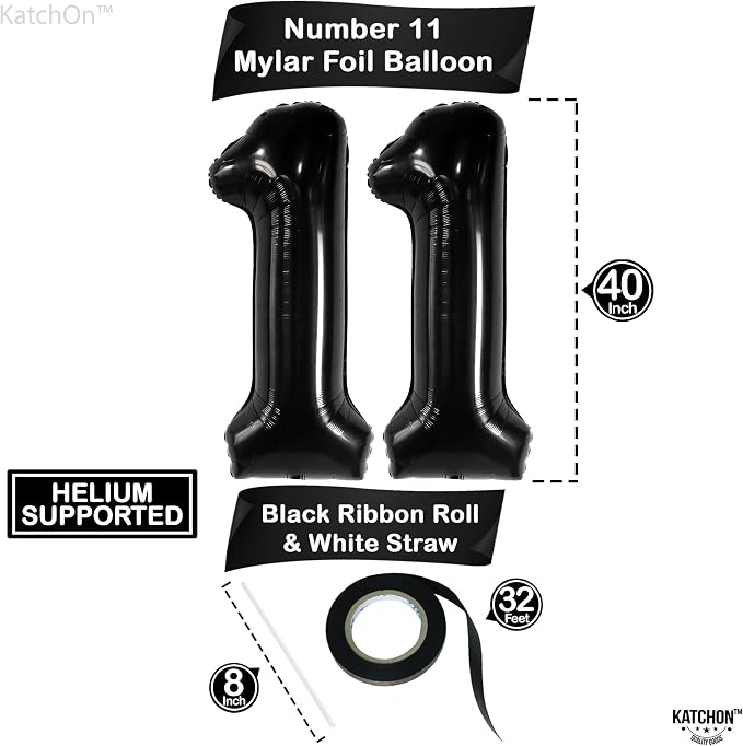 KatchOn, Giant Black Number 11 Balloon - Image 2