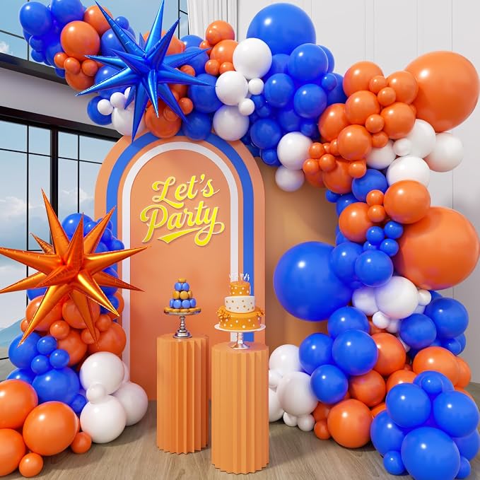 Royal Blue and Orange Balloon Arch Garland Kit White Orange Blue Balloons | by GIZIUXNE