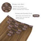 WENNALIFE Clip in Hair Extensions Real Human Hair, 22 Inch 120g 7pcs Human Hair Extensions Clip In Human Hair, Balayage Chestnut Brown Mixed Dirty Blonde Hair Extensions Clip In Real Hair Coloured