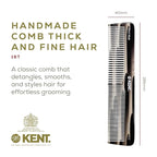 Kent 16T G Black Graphite Fine and Wide Tooth for Daily Grooming,Handmade Styling Comb for All Hair Types,Wet or Dry Hair Detangling Comb for Men and Women,Saw Cut Hand Polished,Made in England