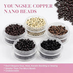 YoungSee Nano Hair Extensions Real Human Hair Balayage Brown Nano Beads Hair Extensions Human Hair Balayage Dark Brown with Ash Blonde Nano Tips Remy Hair Extension for Women Cold Fusion 18in 50s 50g