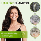 Dark Brown Hair Dye Shampoo for Women & Men, 15 Min Gray Coverage, 3 in 1 Semi-Permanent Color with Natural Herbal Ingredients, Lasts 60 Days