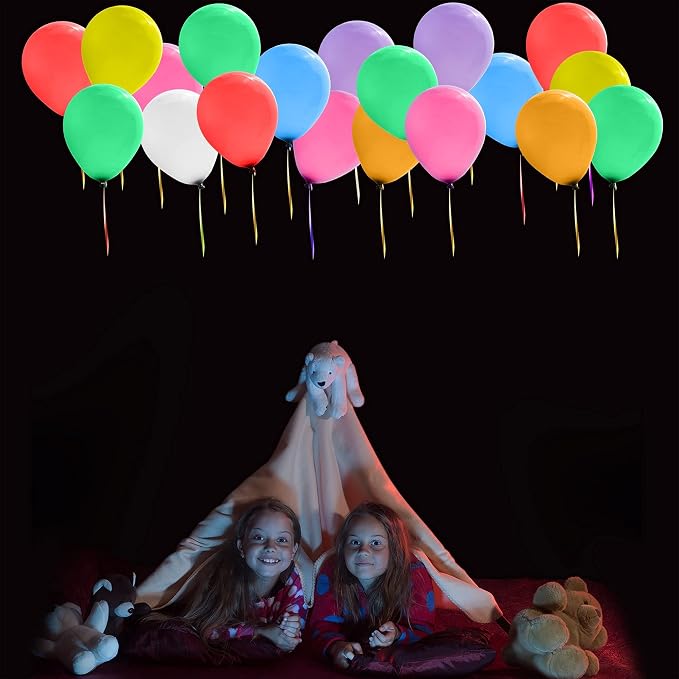Light Up Balloons, 32 Pack, 8 Colors, Flashing LED Balloons | Glow in the dark - Image 3